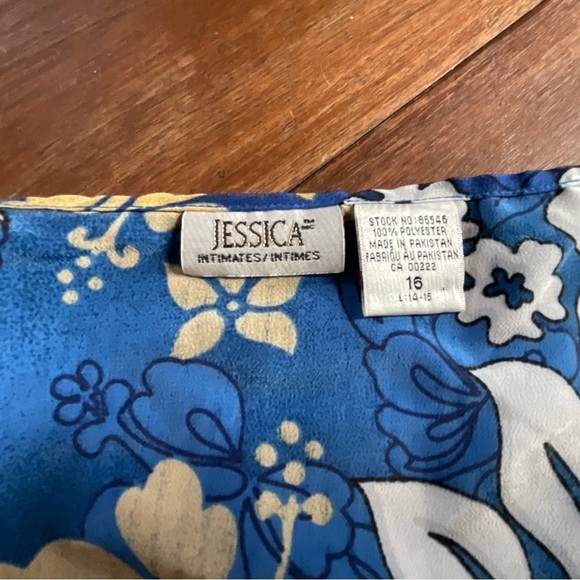 Hawaiian 3 Piece Set Pants Bra Top Floral Wrap Blue White Size 12 Vintage - Picture 6 of 13